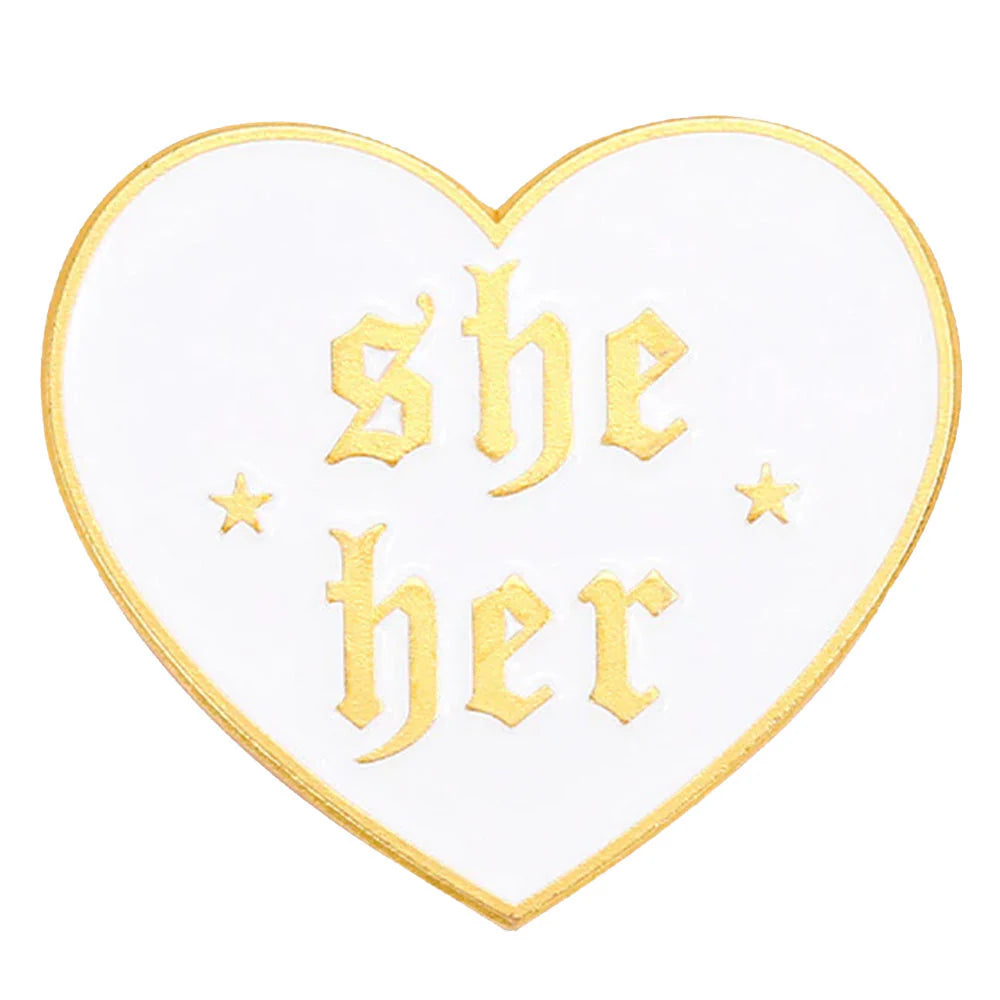She/Her Pronoun Pin  - Heart
