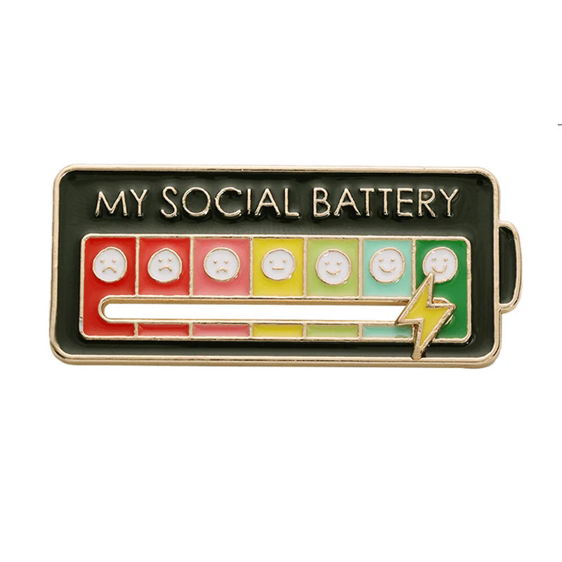 Social Battery Enamel Pin