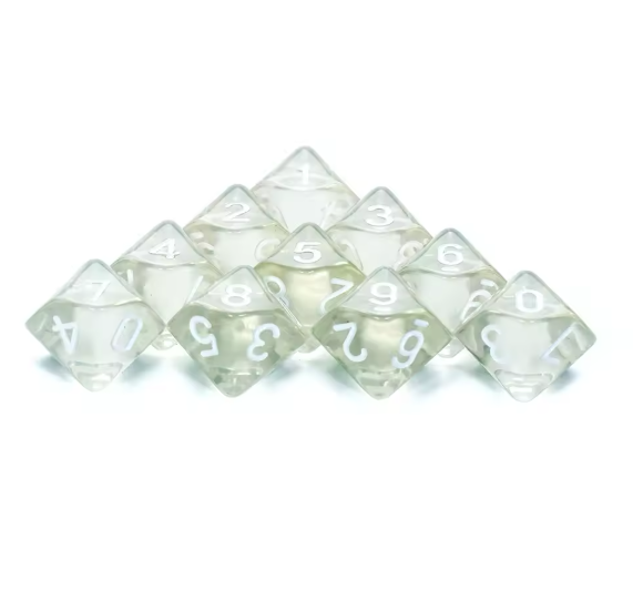 Set of 10 Transparent D10s