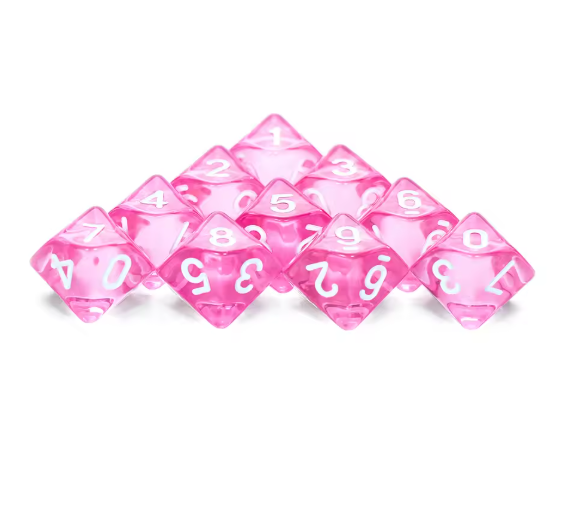 Set of 10 Transparent D10s