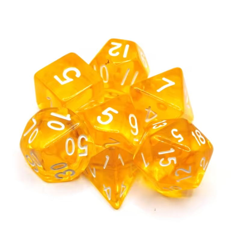 Set of 7 Transparent RPG Dice