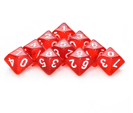 Set of 10 Transparent D10s